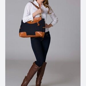 Miche Magda Prima Navy Pebble Grain Shoulder Chain Strap Satchel Large Bag